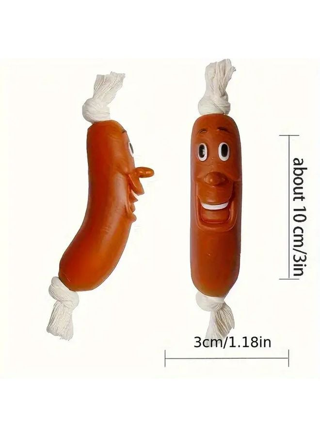 ألوان متنوعة لعبة مضغ تفاعلية للكلاب على شكل سجق سيليكون متين لعبة حيوان أليف للجراء - Image 3